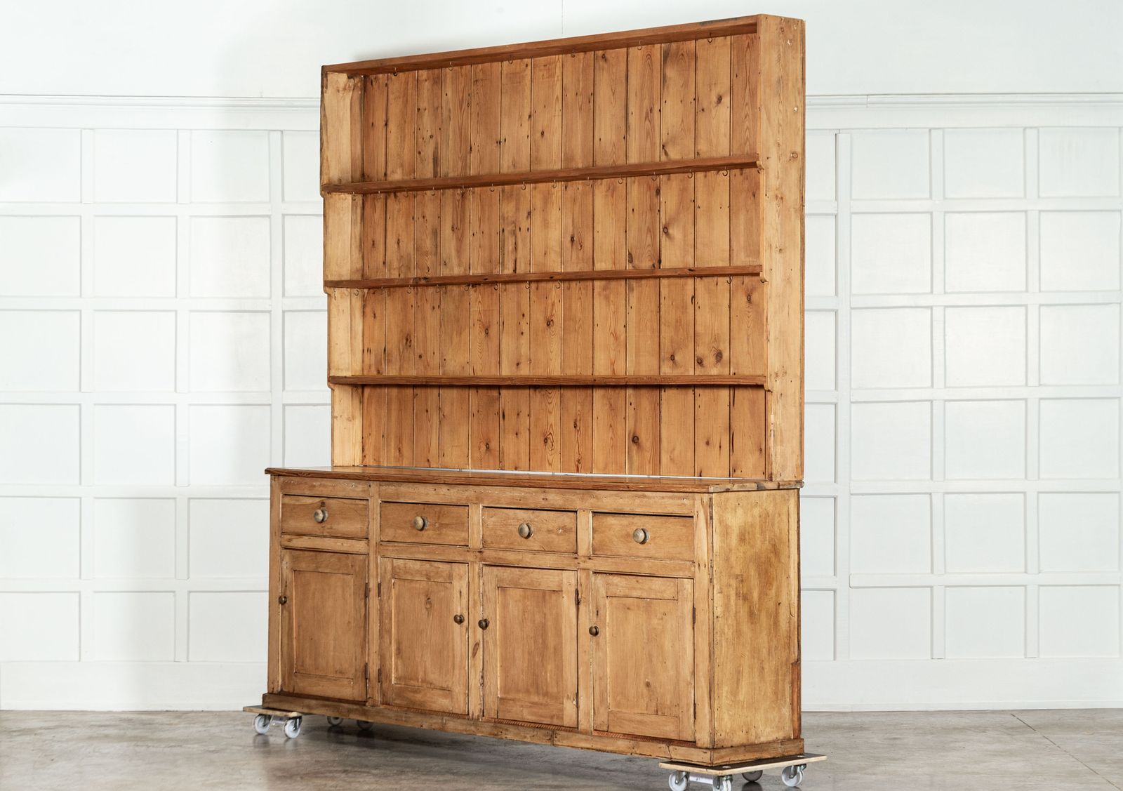 Monumental 19thc English Pine Waterfall Dresser photo 8913.0