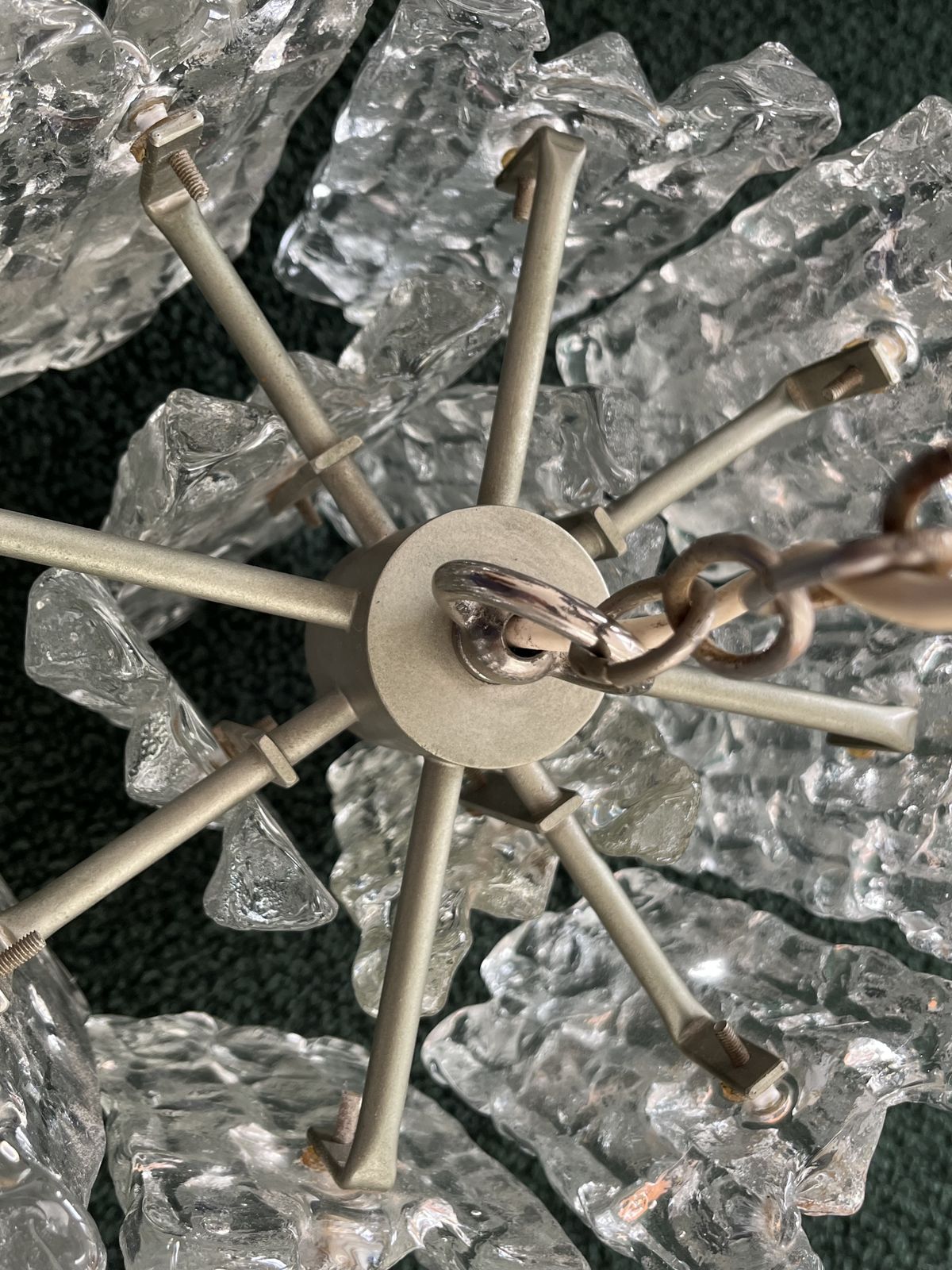 Two Tier Ice Crystal Glass Pendant Light By Kalmar 1970's photo furniture