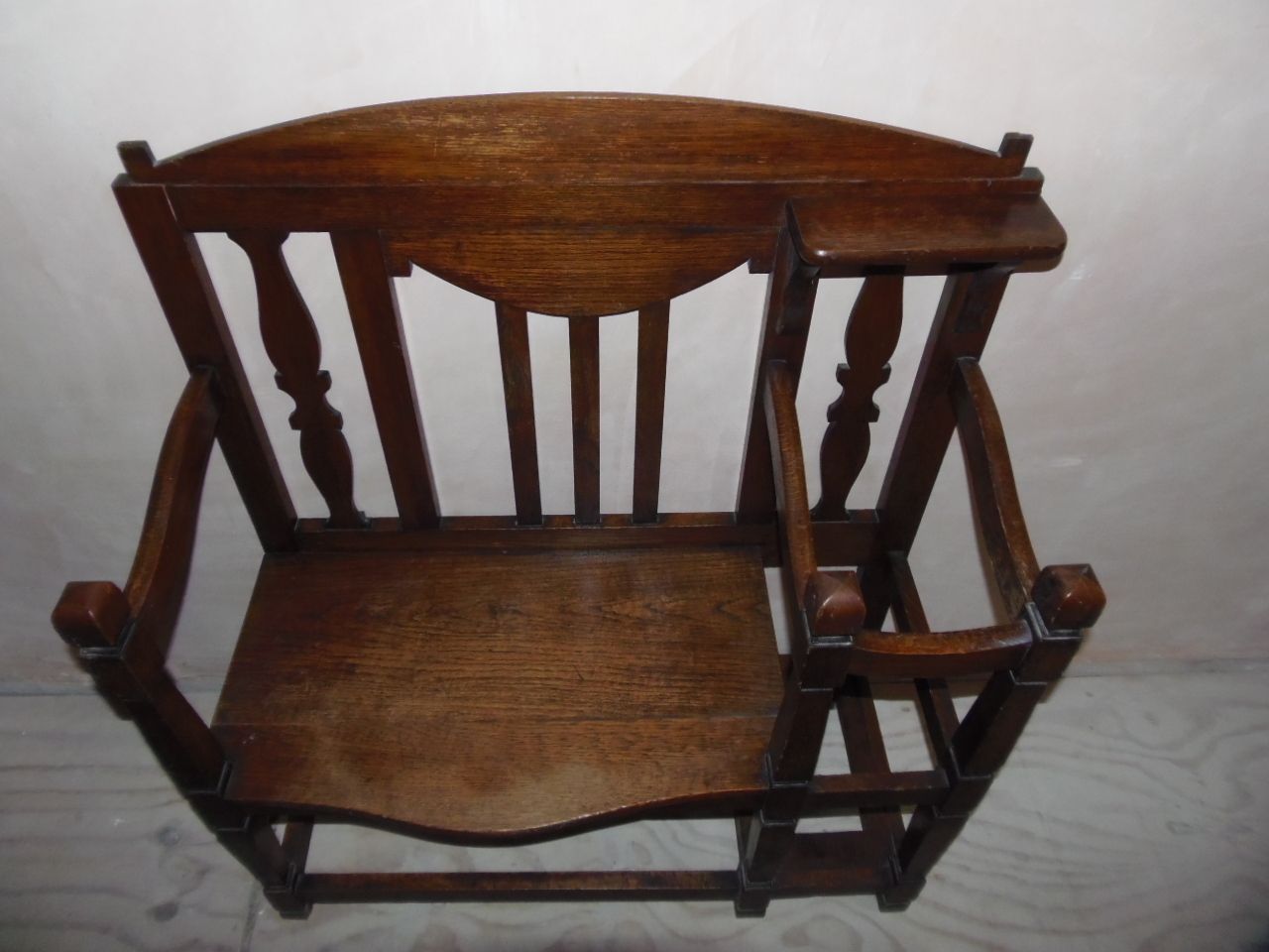 Arts And Crafts Oak Hall Seat And Stand . photo for sale