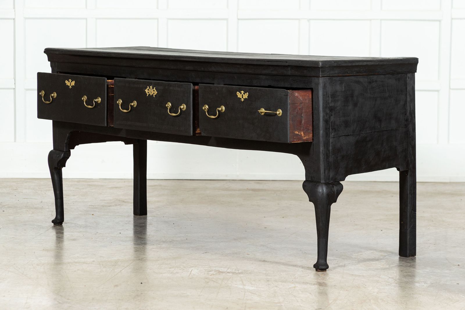Large 19thc Grain Ebonised English Oak Dresser Base photo Furniture