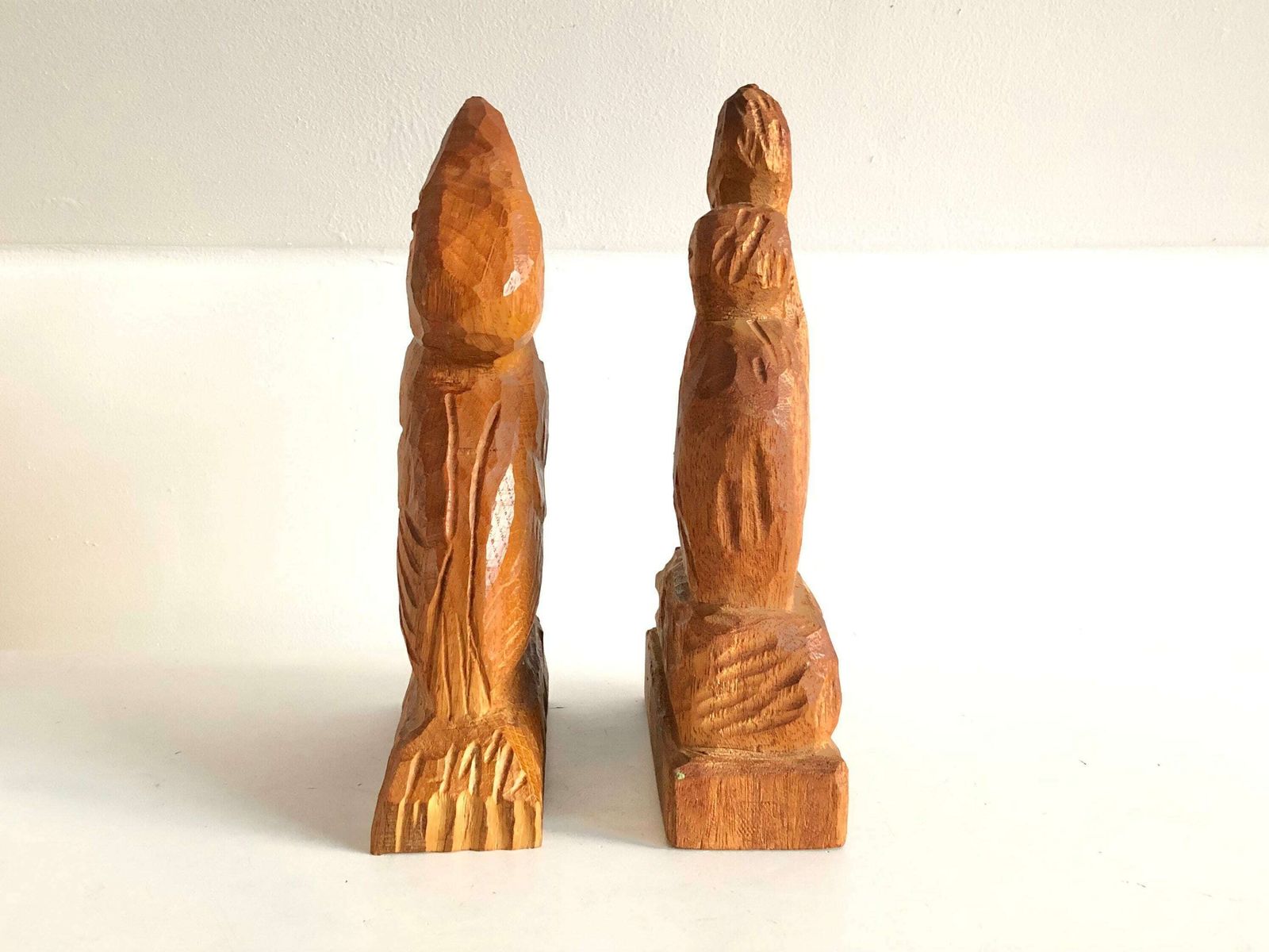 Pair Of Original Danish Sculptures Of Birds In Wood From The 1980s By Hn photo vintage
