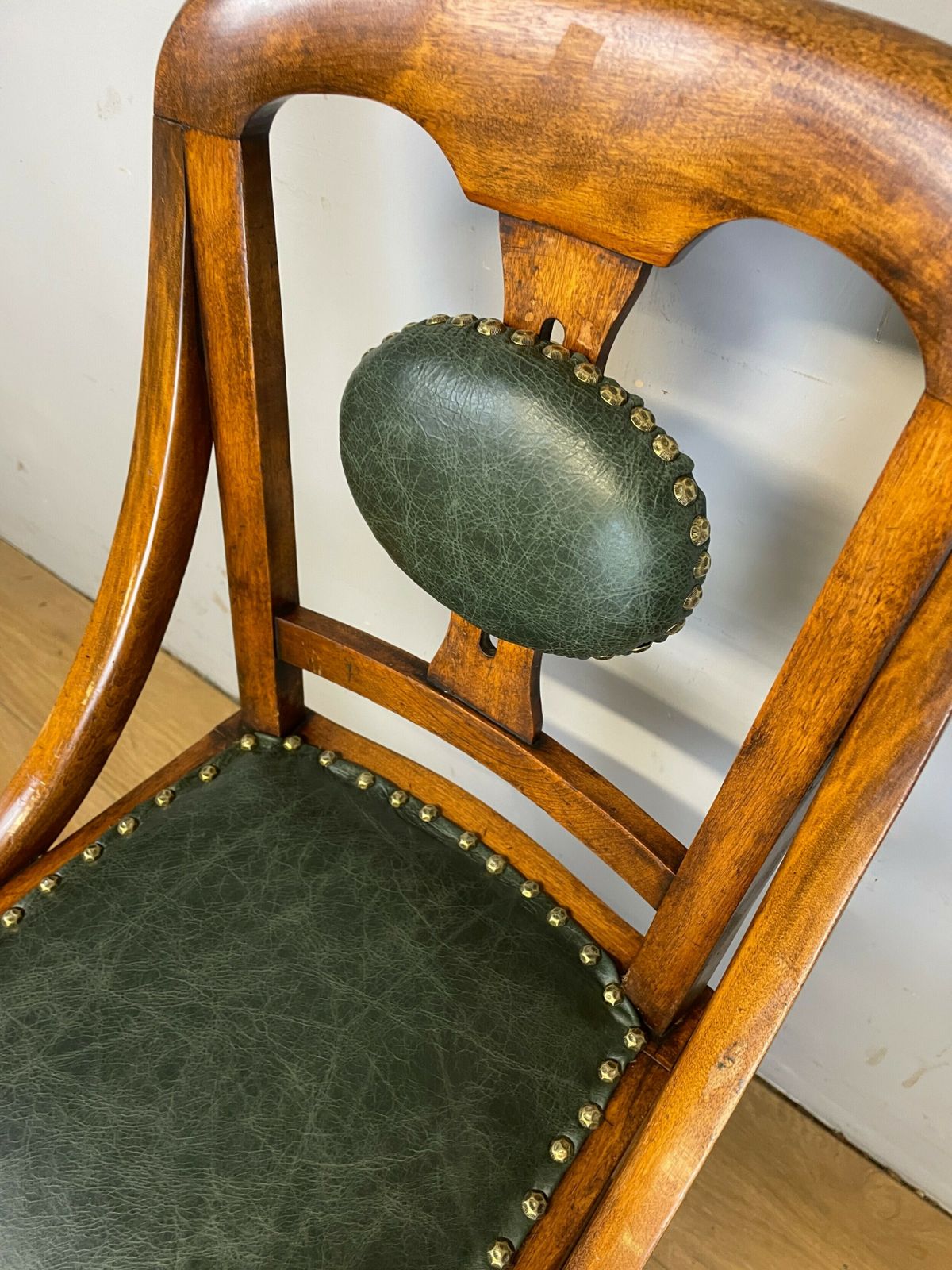 Late C19th Patent Music Chair In Green Leather photo 695.0