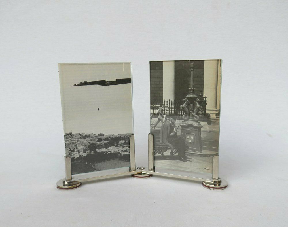 Extraordinary Art Deco Double Picture Frame In Nickel Plating, 1920s photo furniture