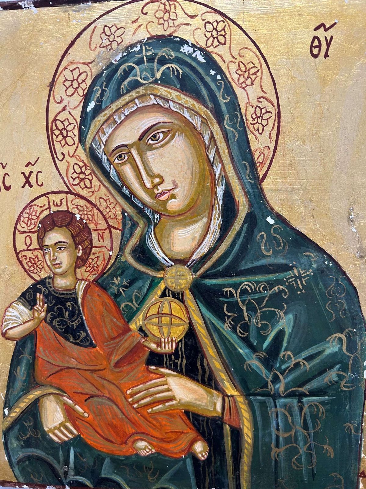 Greek Orthodox Church Icon Virgin Mary And Child Jesus photo furniture