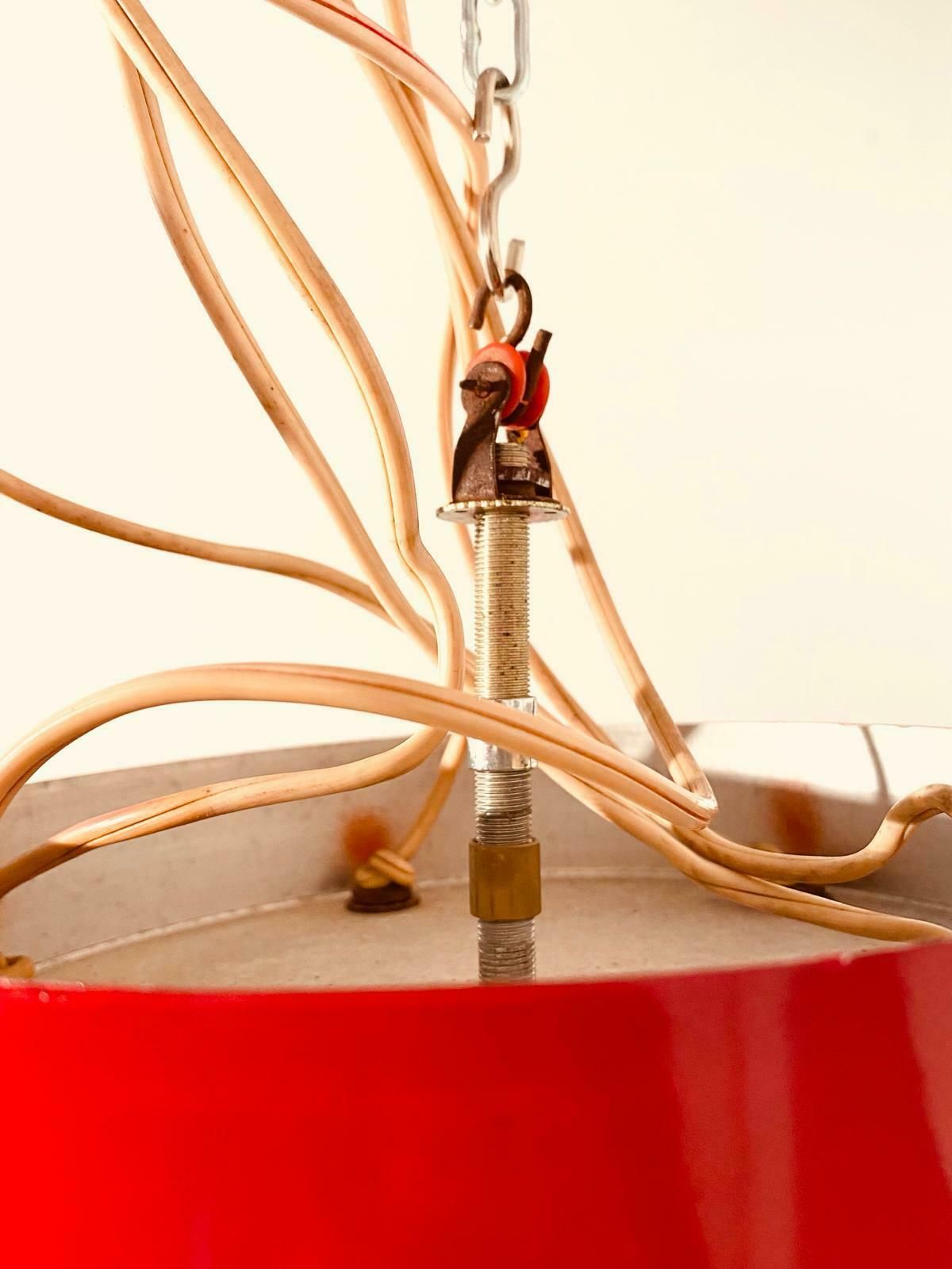 Vintage Cascade Red Chandelier In Stilnovo Style, Italy 1950s photo buy