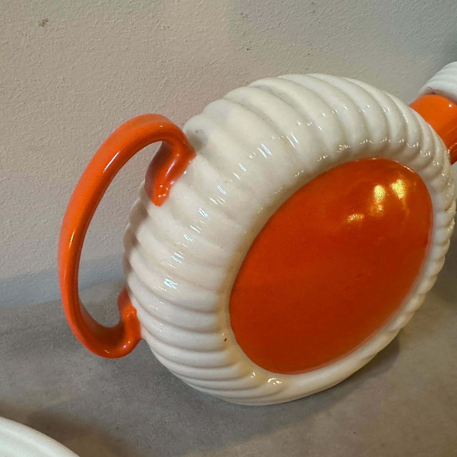 1930s Art Deco Orange And White Ceramic Rosolio Set By Rometti Umbertide photo vintage