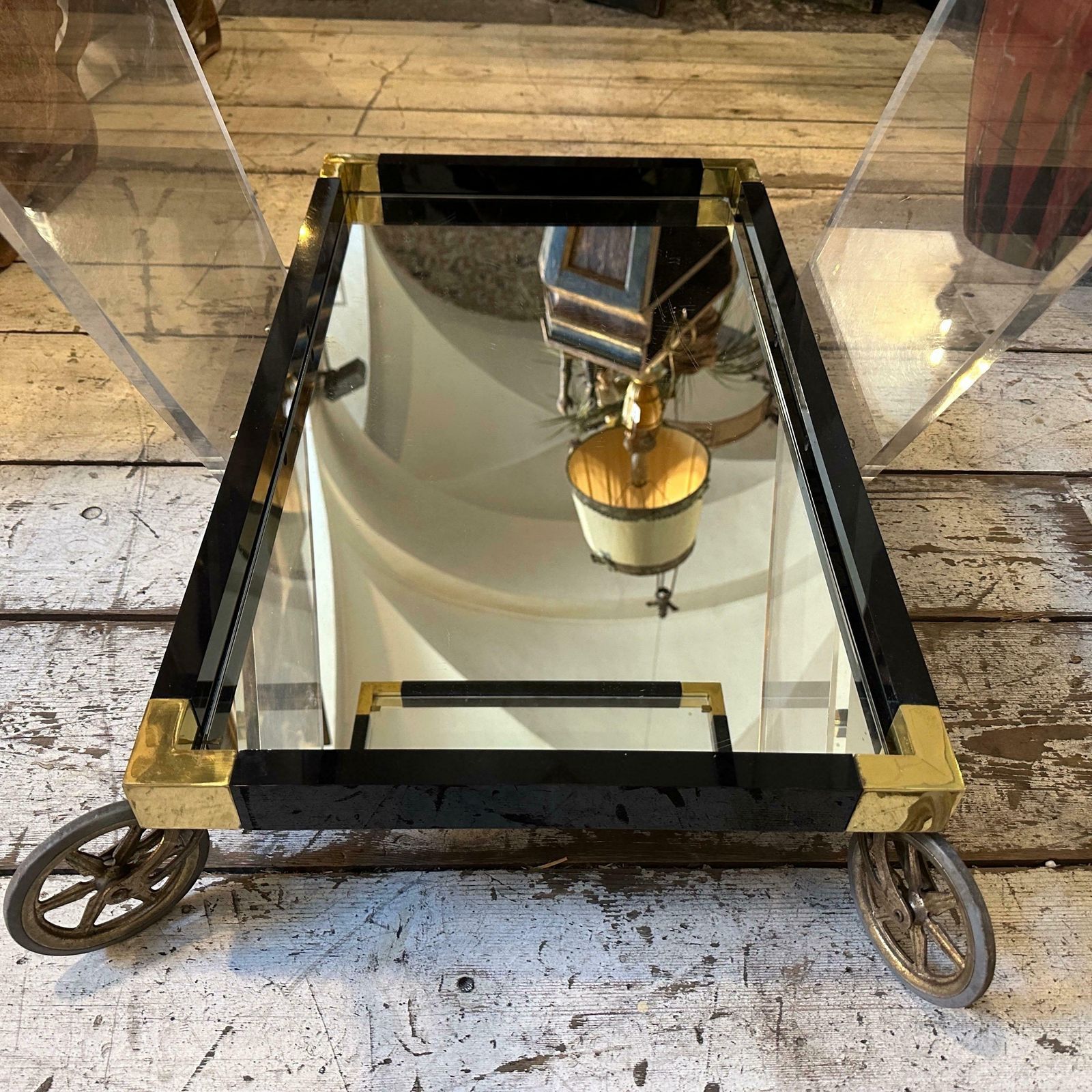 2724.0 An Amazing 1960s Mid Century Modern Lucite And Brass Italian Bar Cart photo