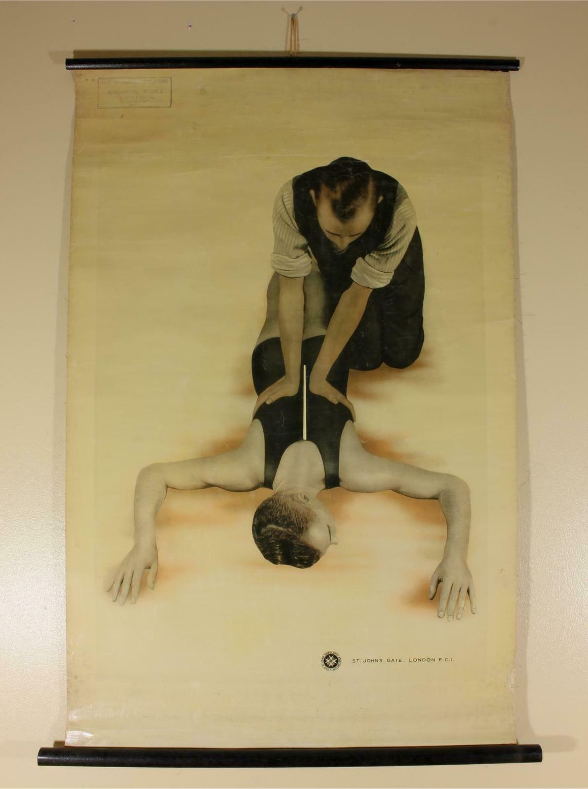 Respiration Medical Body Wall Chart Poster. St John Ambulance. C1940. photo Art