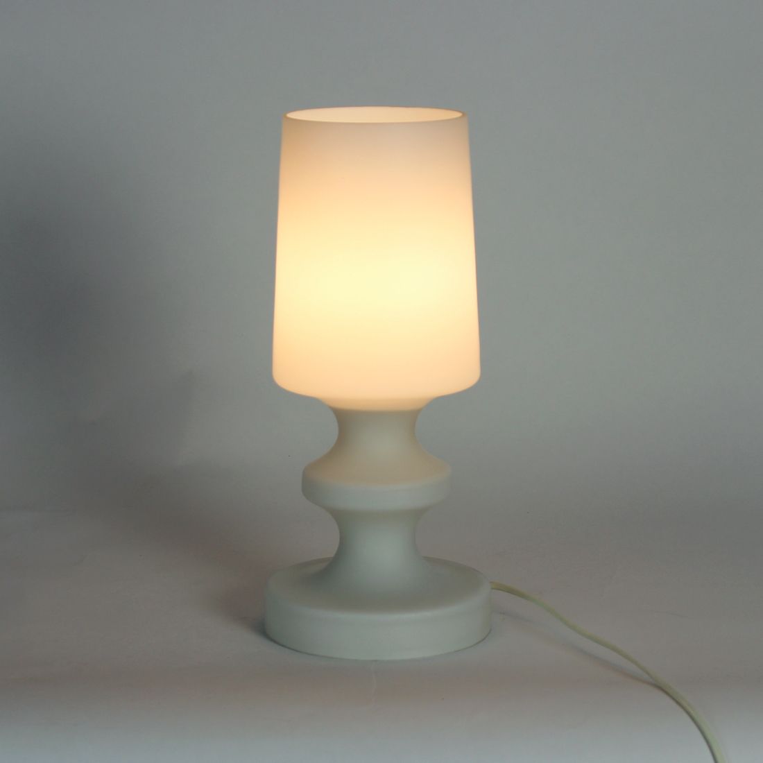 White Opaline Glass Table Lamp In Chessman Design, Stefan Tabery 1960s photo Lighting