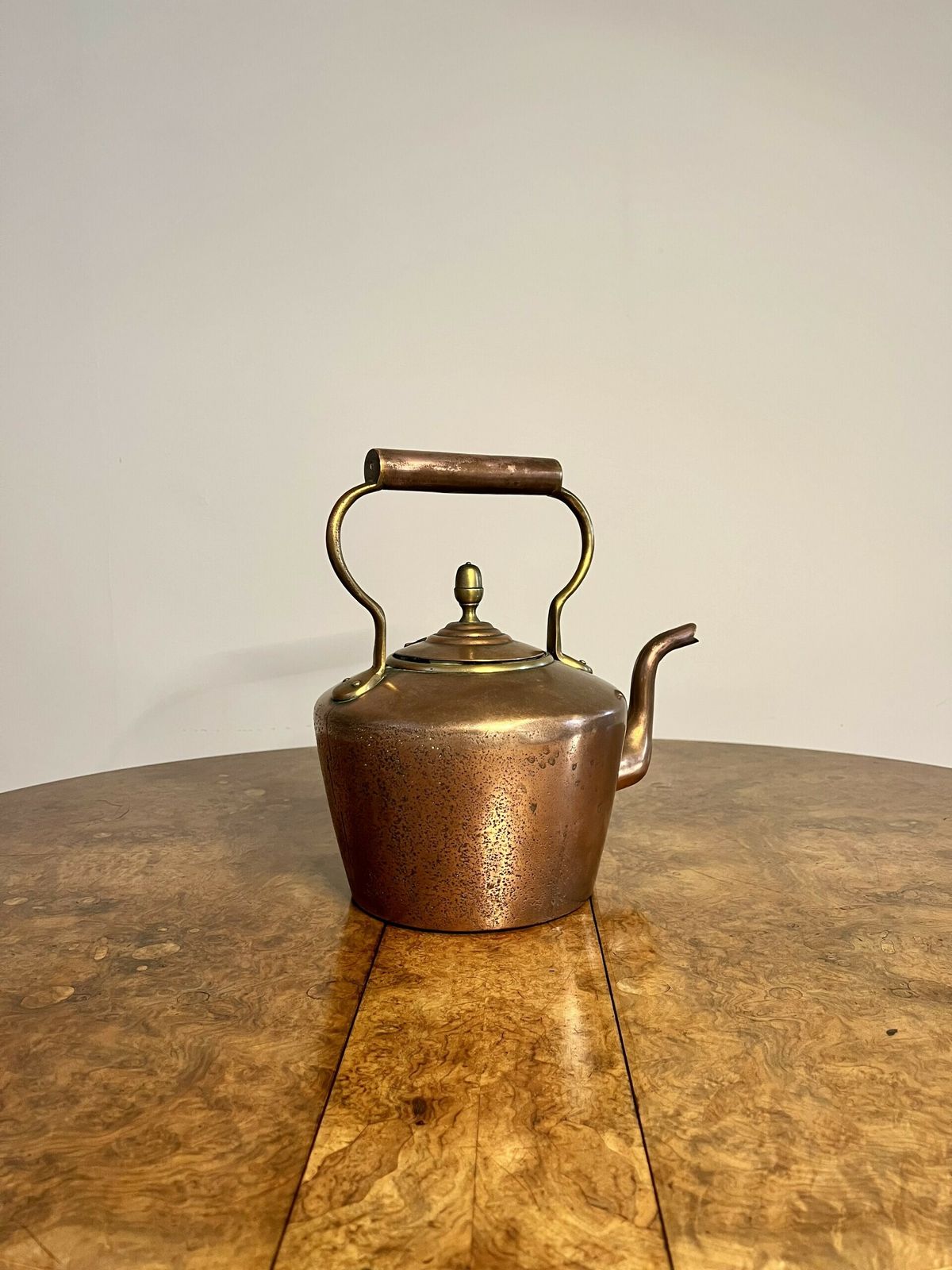 Lovely Antique George III Copper Kettle photo vinterior