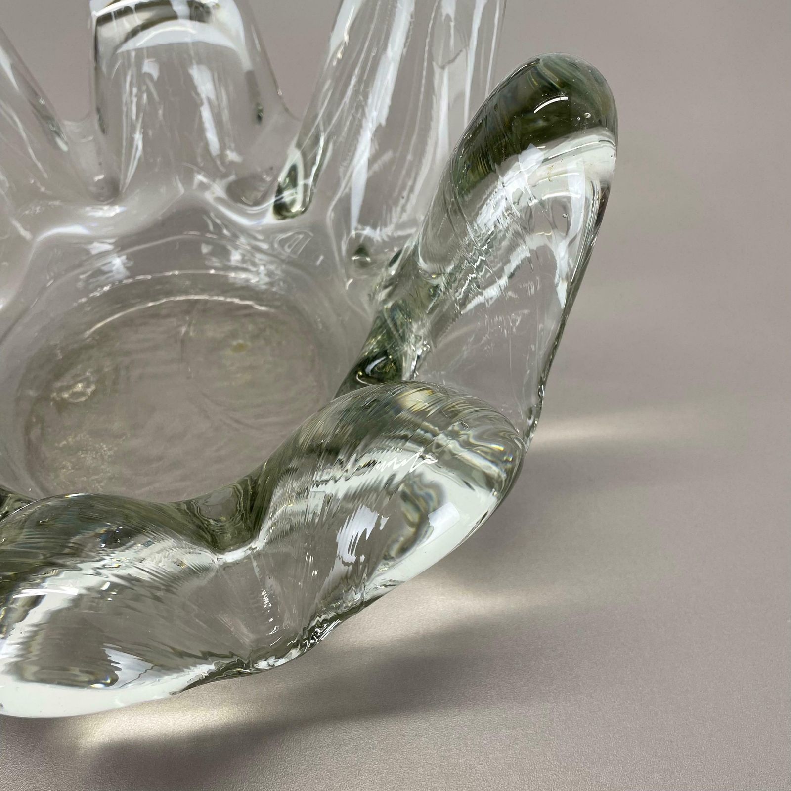 Home Decor Large 3.2kg Lucid Glass "Brutalist" Bowl Element Shell Ashtray, France, 1970s photo