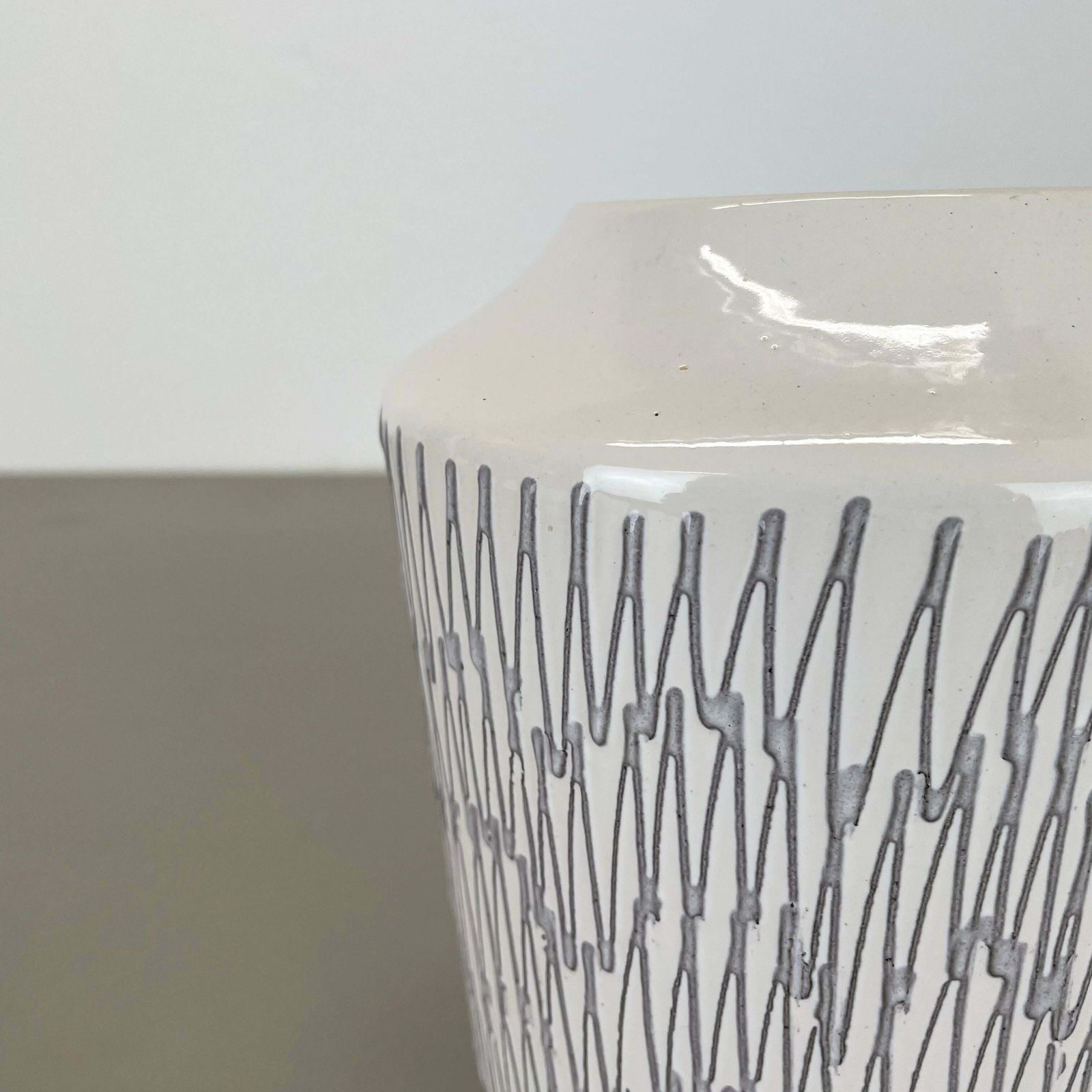 Rare White Zig Zag Fat Lava Ceramic Vases By Ilkra Ceramics, Germany 1970s photo buy