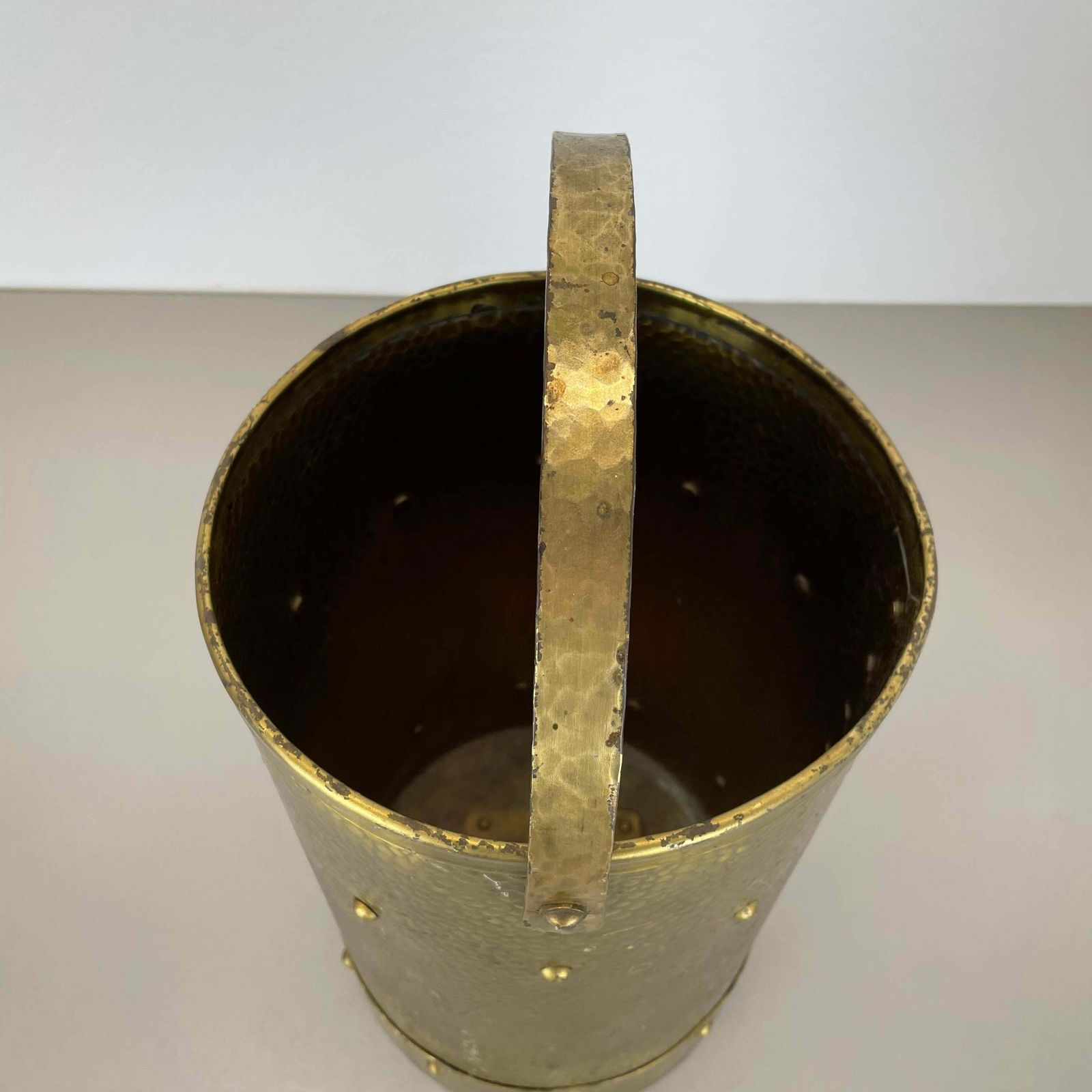 photo for sale Rare Original Hollywood Regency Bauhaus Brass Umbrella Stand, Austria, 1950s