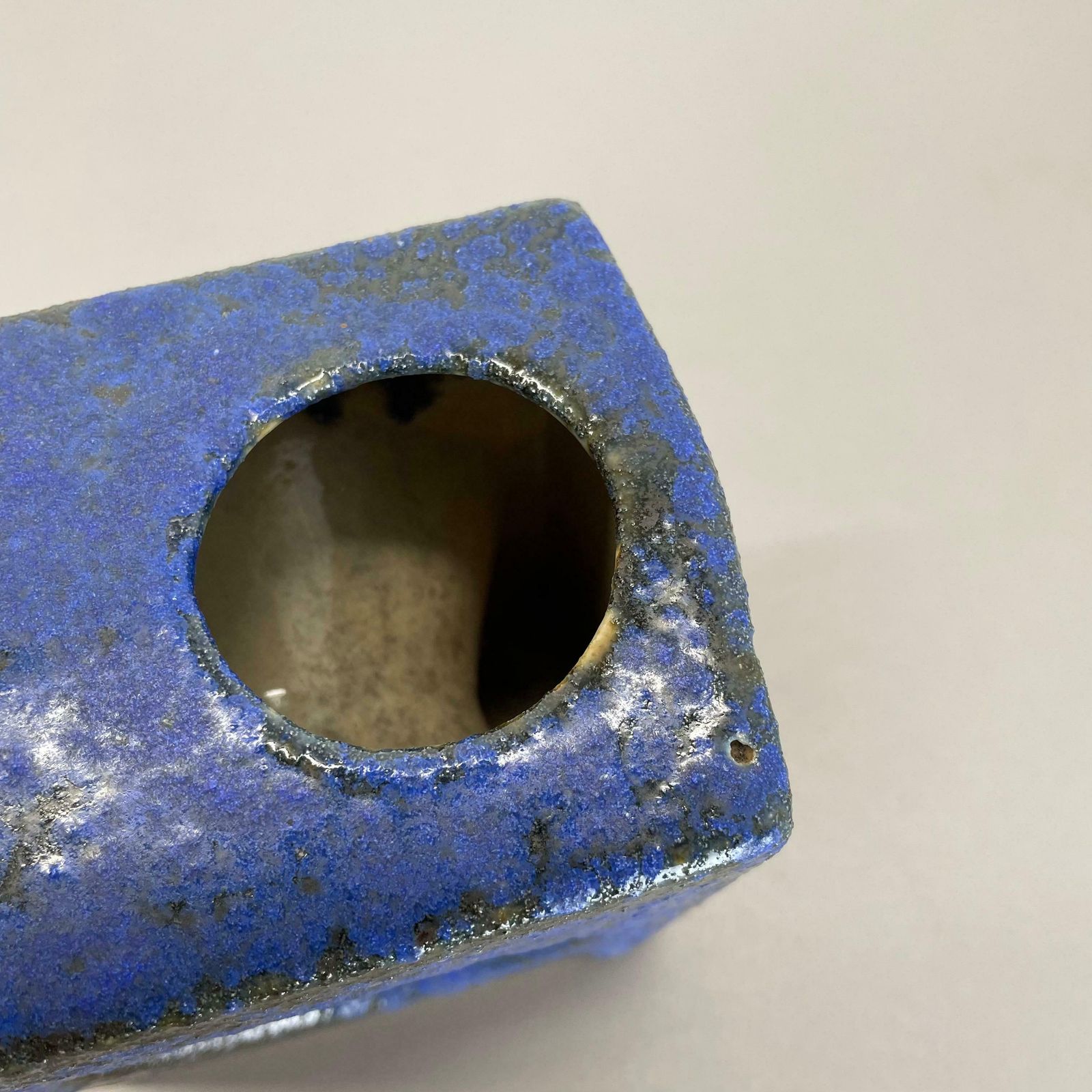 photo furniture Brutalist Cubic "Hole" Pottery Vase By Piet Vest Ceramics, Netherlands, 1970s