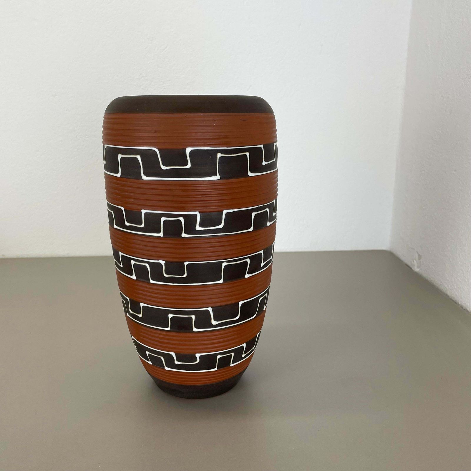 Rare 30cm Zig Zag Fat Lava Ceramic Vases By Ilkra Ceramics, Germany 1950s photo Home Decor