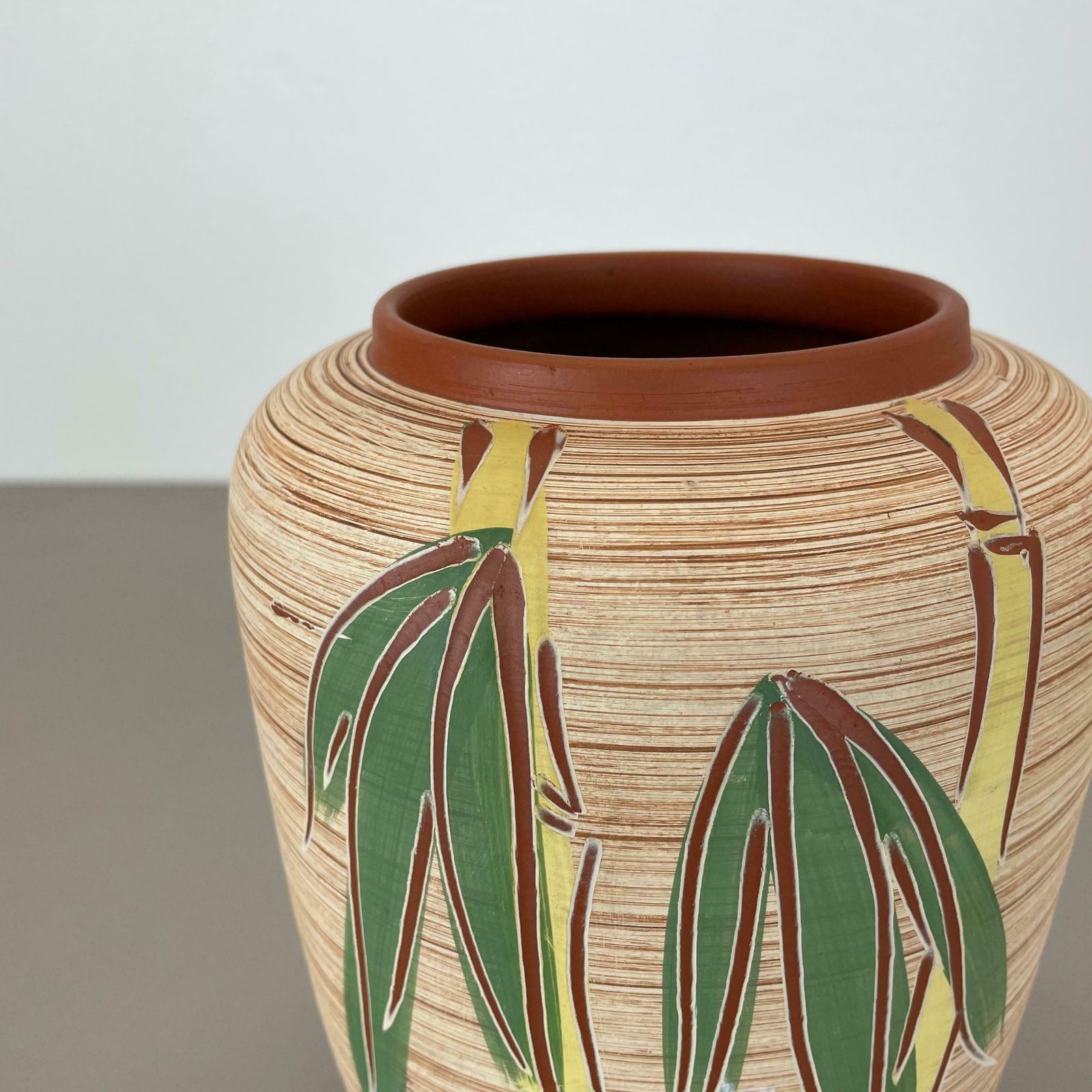 Colorful Abstract Bamboo Ceramic Pottery Vase By Eiwa Ceramics, Germany 1950s photo vinterior