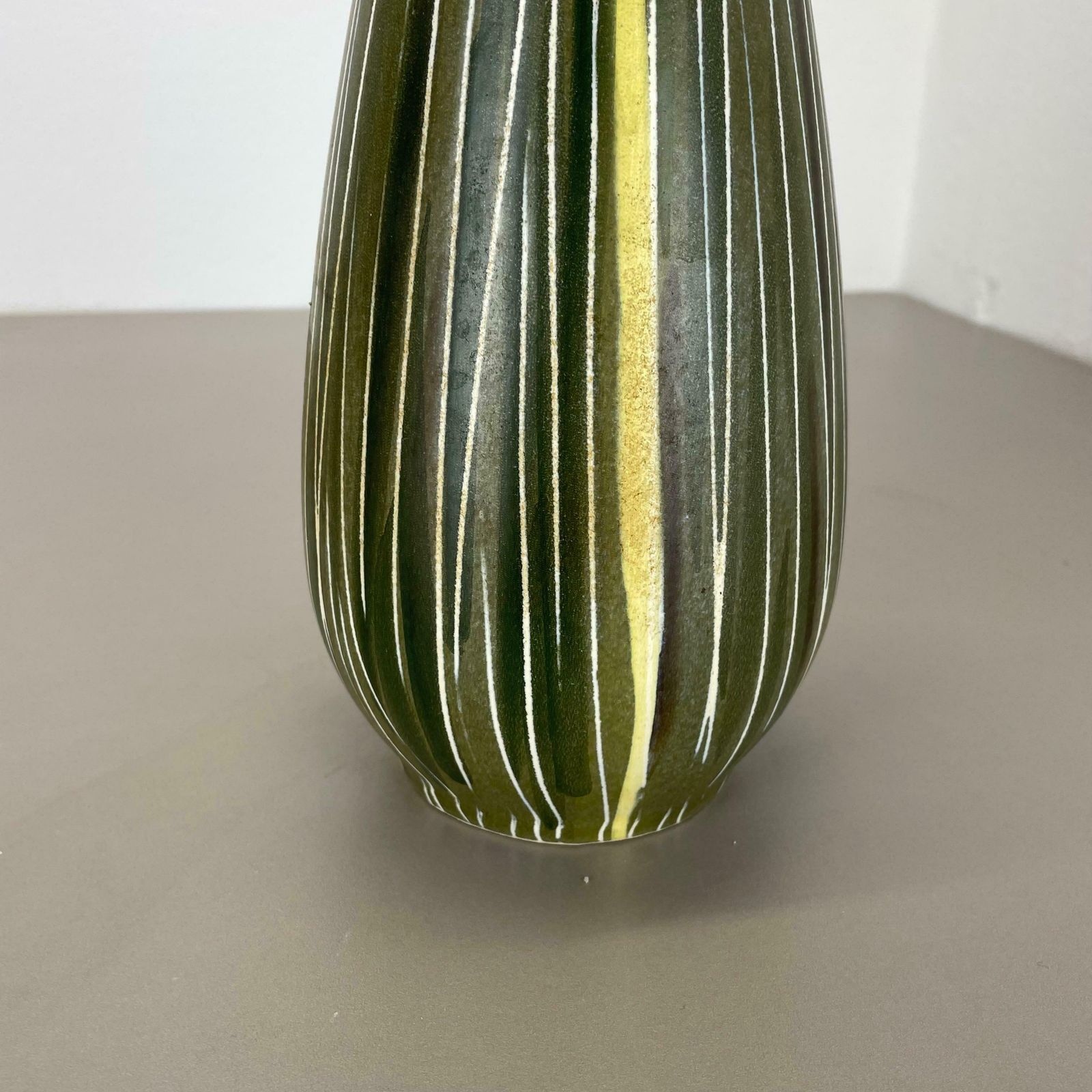 Home Decor Rare Lovely Pottery Fat Lava "Lines" Vase By übelacker Ceramics, Germany, 1970 photo