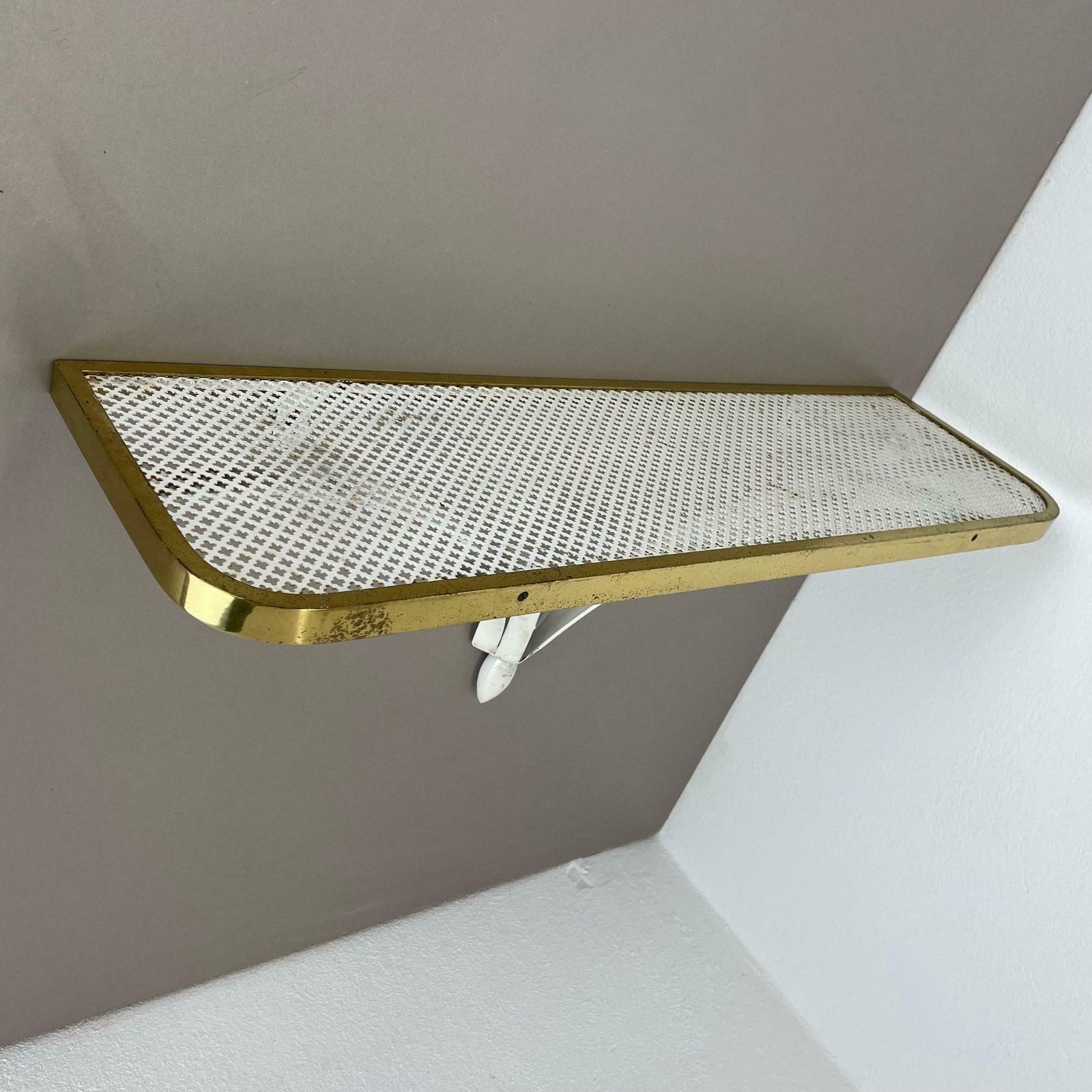 Metal Brass Etagere Wall Board "Rigituelle" Mathieu Mategot Attrib., France 1950 photo vintage