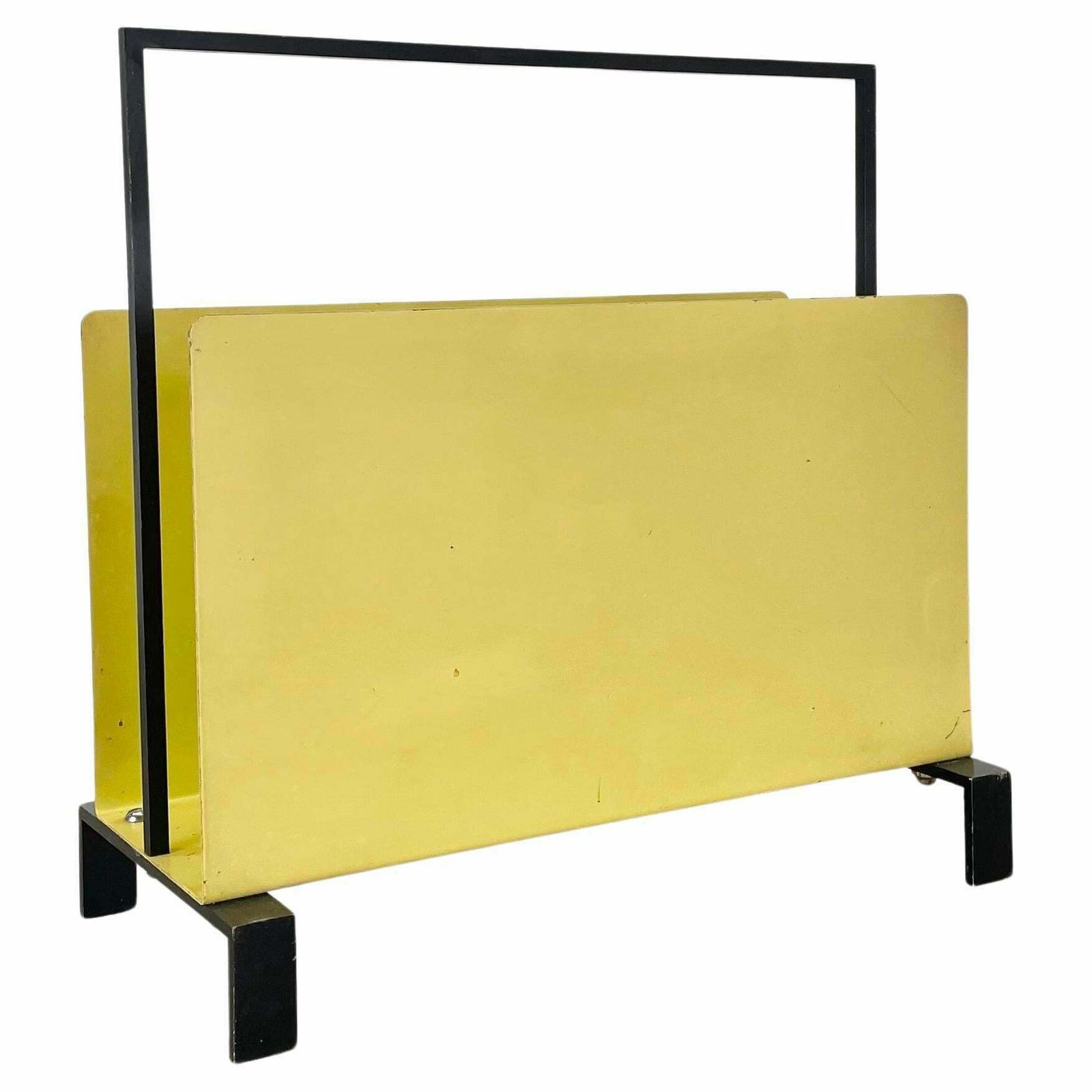 Unique Bauhaus Destijl Style Cubic Metal Magazine Holder, Netherlands 1970s