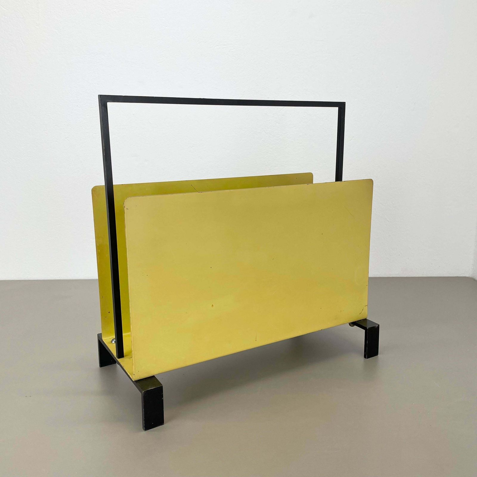 Unique Bauhaus Destijl Style Cubic Metal Magazine Holder, Netherlands 1970s photo furniture