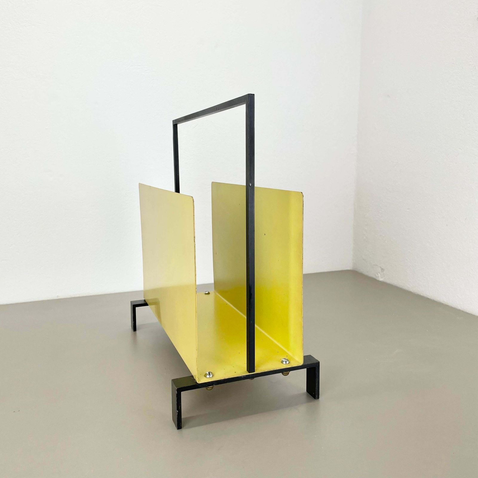Unique Bauhaus Destijl Style Cubic Metal Magazine Holder, Netherlands 1970s photo Home Decor