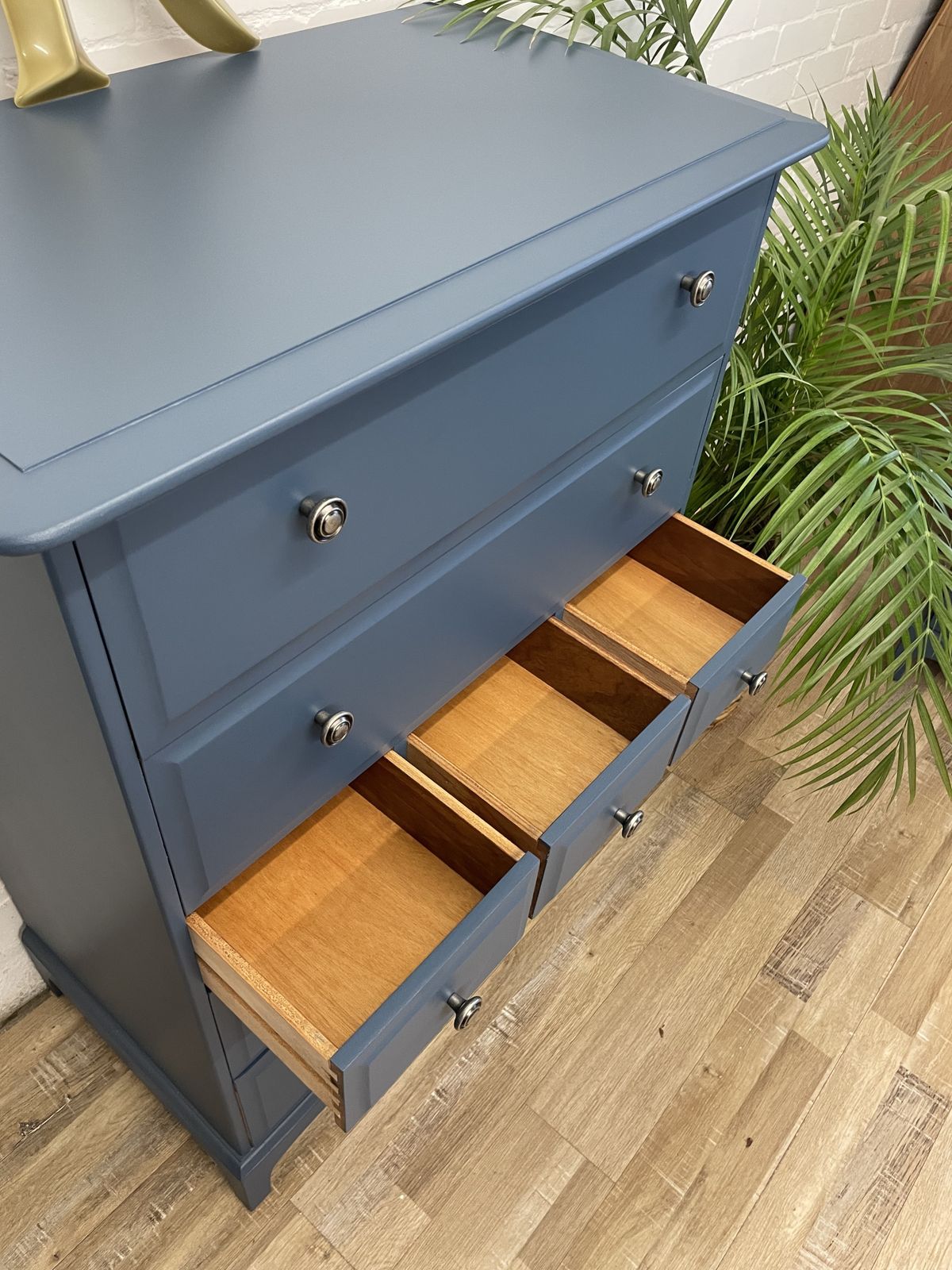 Pair Of Stag Tallboys Painted Blue photo for sale