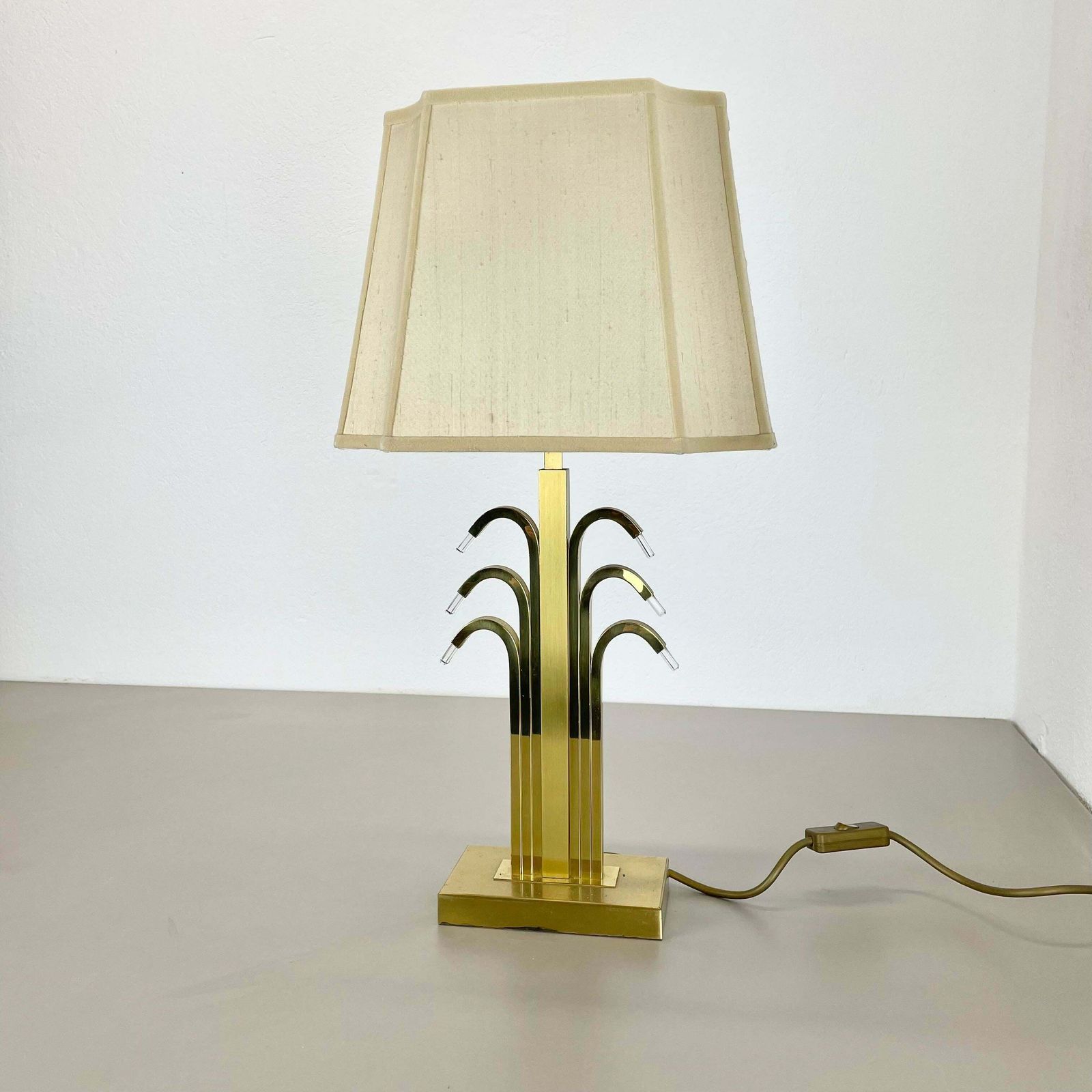 Hollywood Regency Style Brass And Acryl Table Light By Wkr Lights, Germany 1970s photo furniture