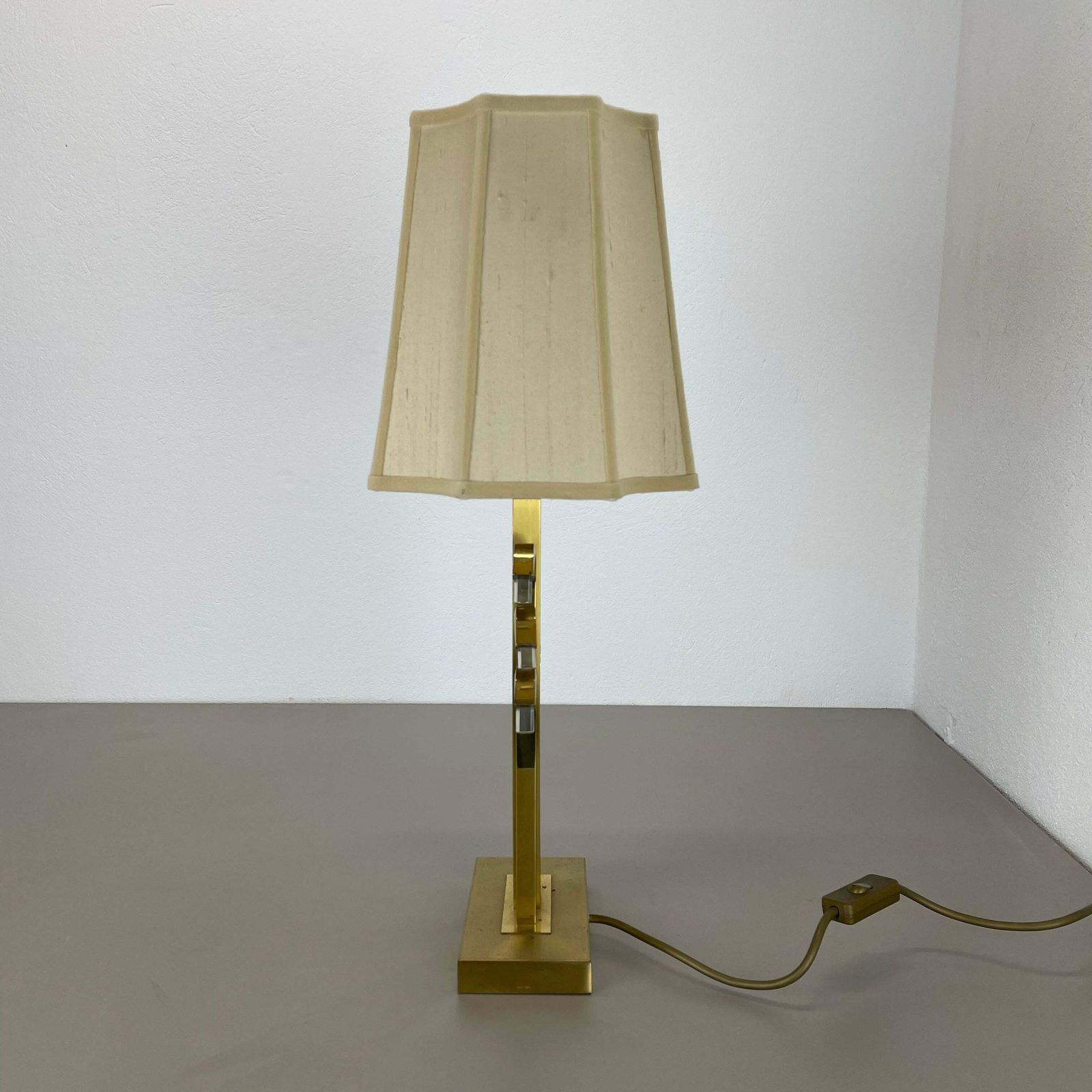 Hollywood Regency Style Brass And Acryl Table Light By Wkr Lights, Germany 1970s photo for sale