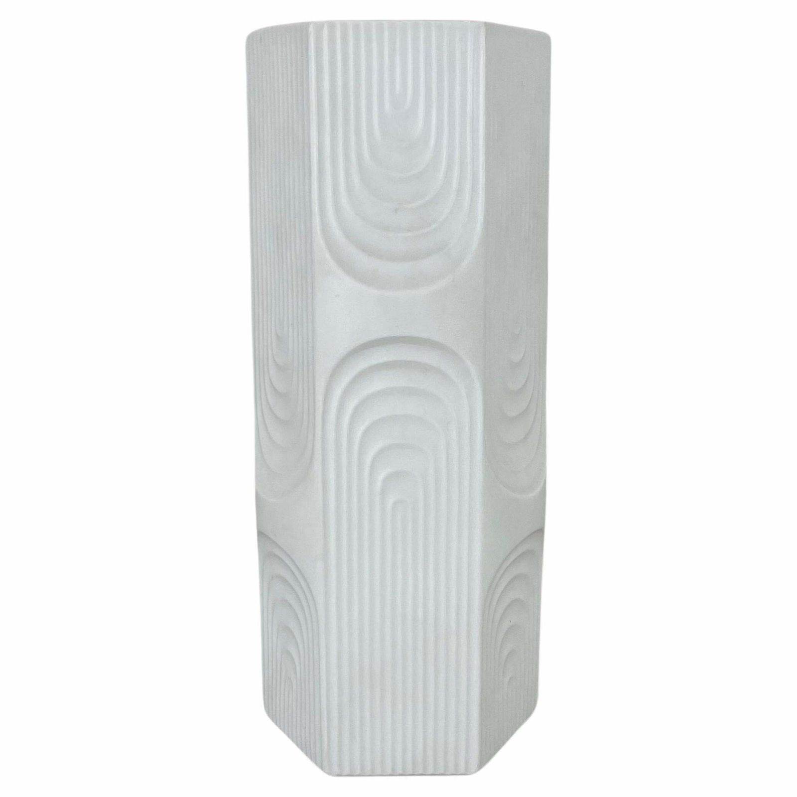 Large 30cm Op Art Biscuit Porcelain German Vase Made By Ak Kaiser, Germany 1970s