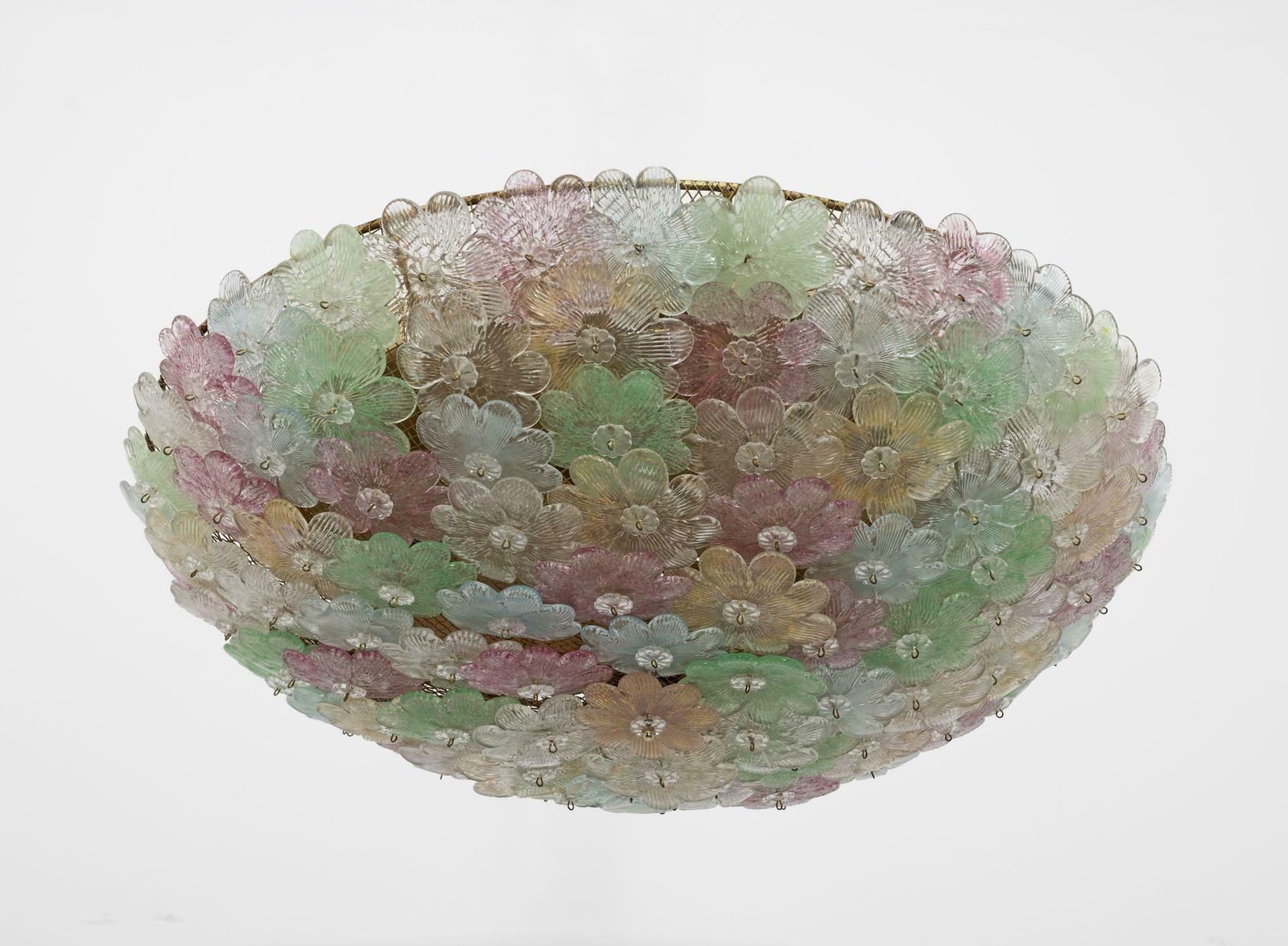 photo furniture Barovier & Toso Mid Century Modern Murano Glass Flower Basket Ceiling Light, 50s