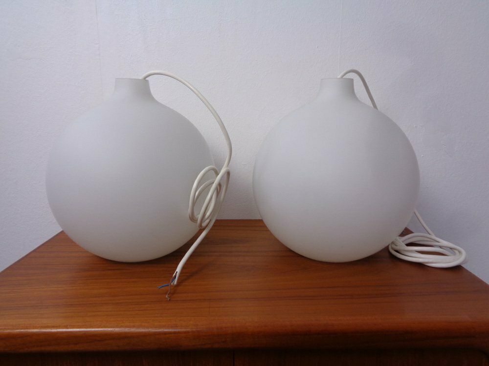 Opaline Glass Satellite Pendant Lamps By Vilhelm Wohlert For Louis Poulsen, 1960s, Set Of 2 photo for sale