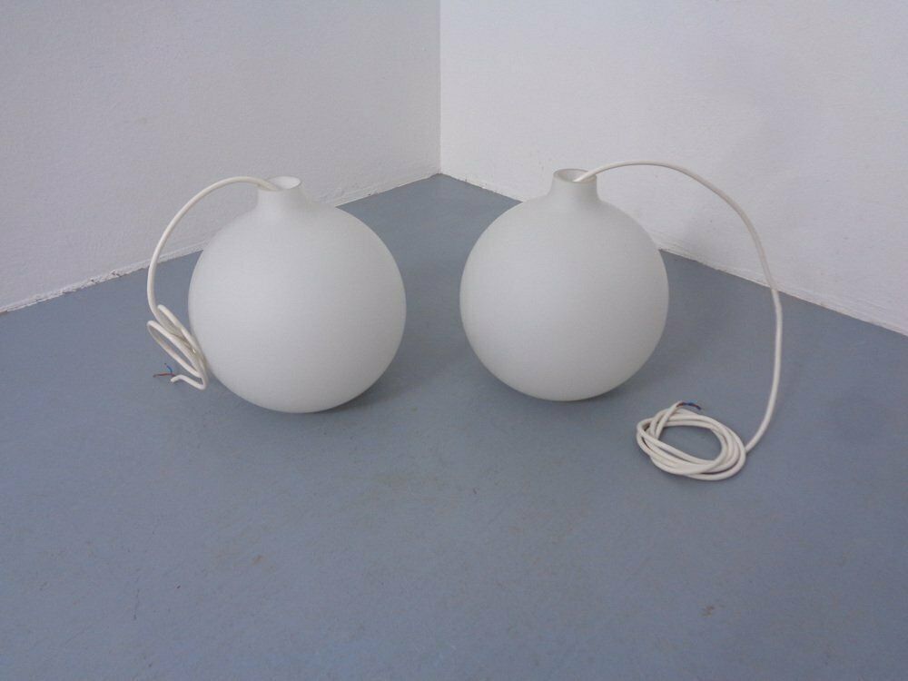 1068.0 Opaline Glass Satellite Pendant Lamps By Vilhelm Wohlert For Louis Poulsen, 1960s, Set Of 2 photo