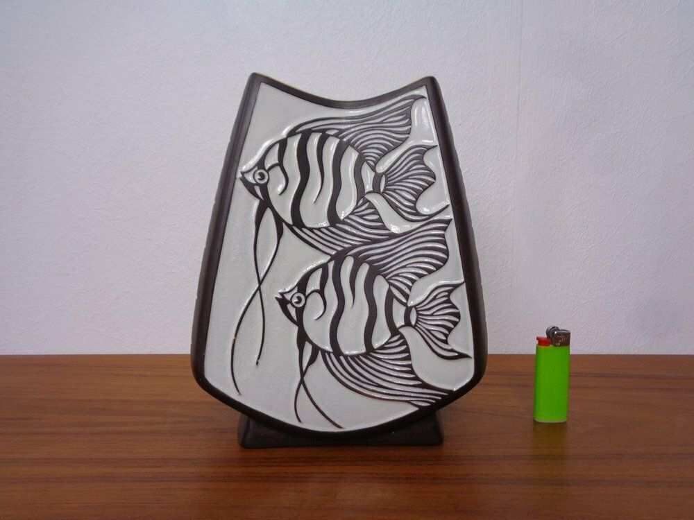 Studio Ceramic Vase With Fishes From Carstens / Goldscheider, 1950s photo Home Decor