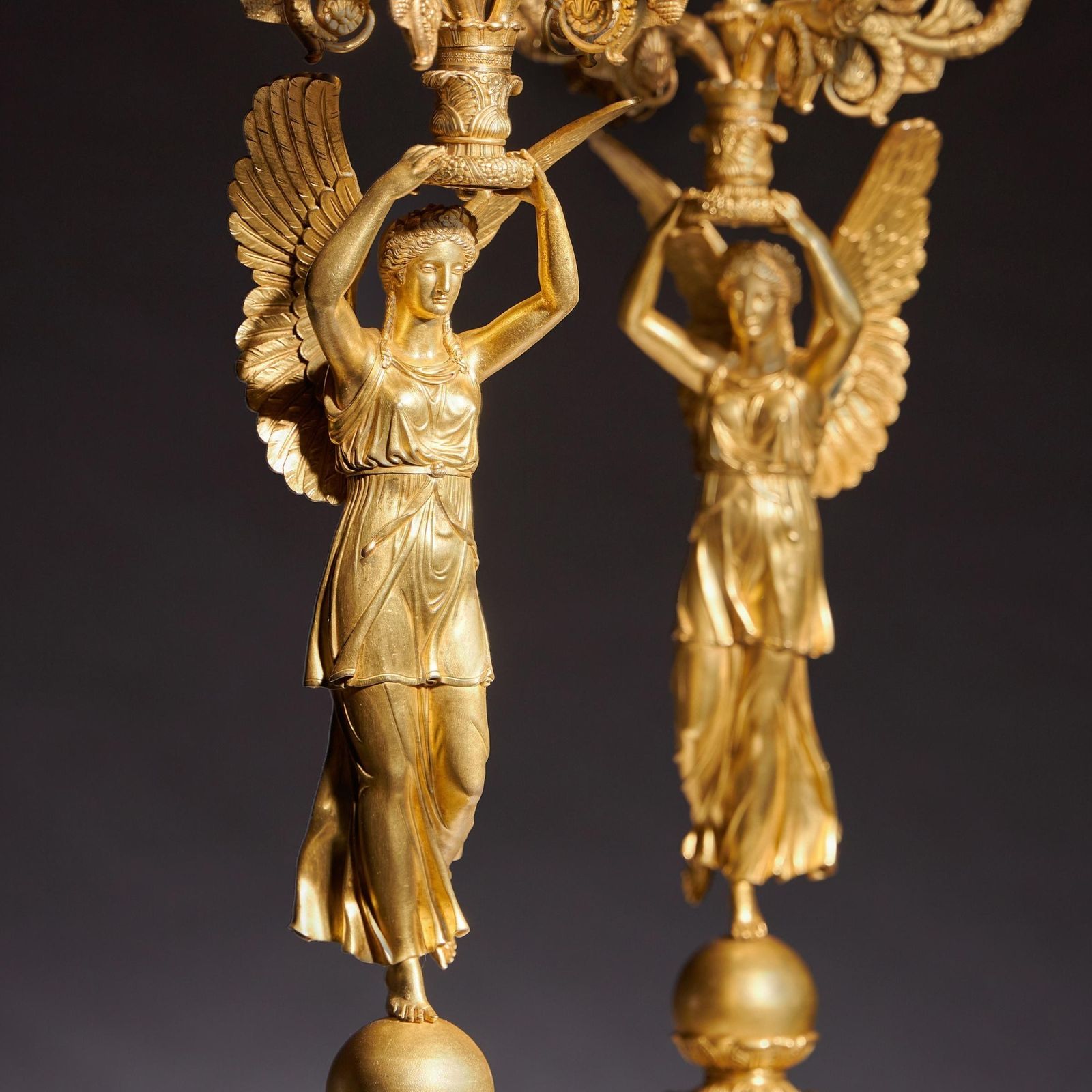 photo vinterior Exceptional Pair Of French Late Empire Gilt Bronze Candelabra Attributed To Pierre Philippe Thomire.