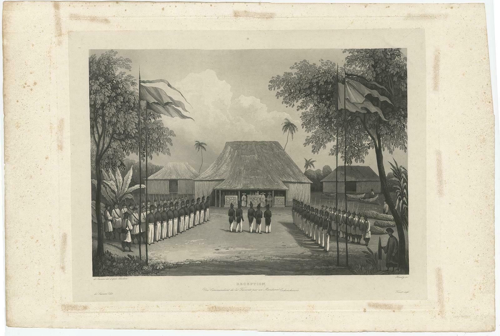 Print Of Commander Laplace Received By A Cochinchinese Mandarin, C.1830 photo furniture