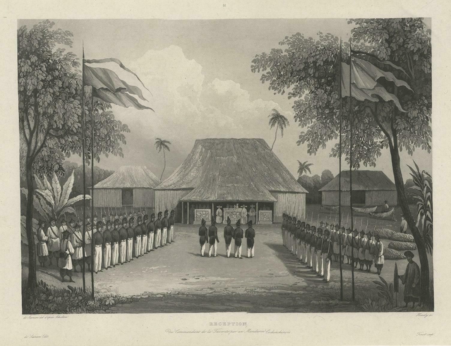Print Of Commander Laplace Received By A Cochinchinese Mandarin, C.1830 photo for sale