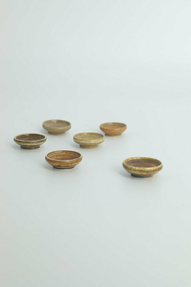Kleine Mid Century Scandinavisch Moderne Verzamelbare Bruine Stoneware Schalen Van Gunnar Borg Voor Höganäs Ceramics, Jaren 1960, Set Van 6 photo for sale