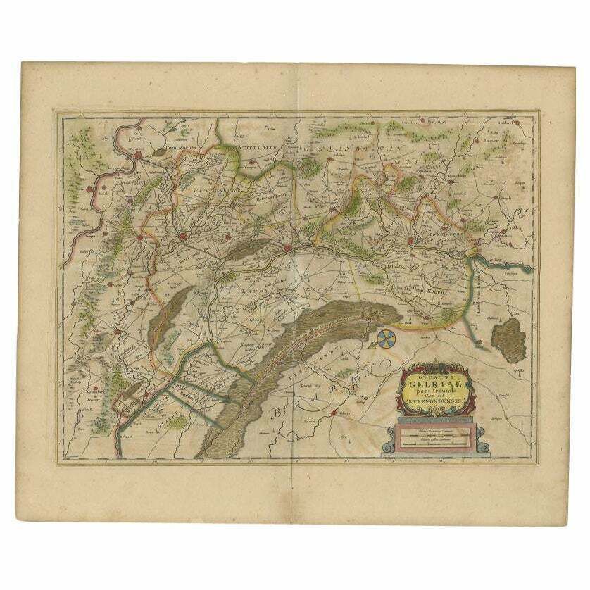 Antique Map Of The Region Of Roermond By Janssonius, C.1650