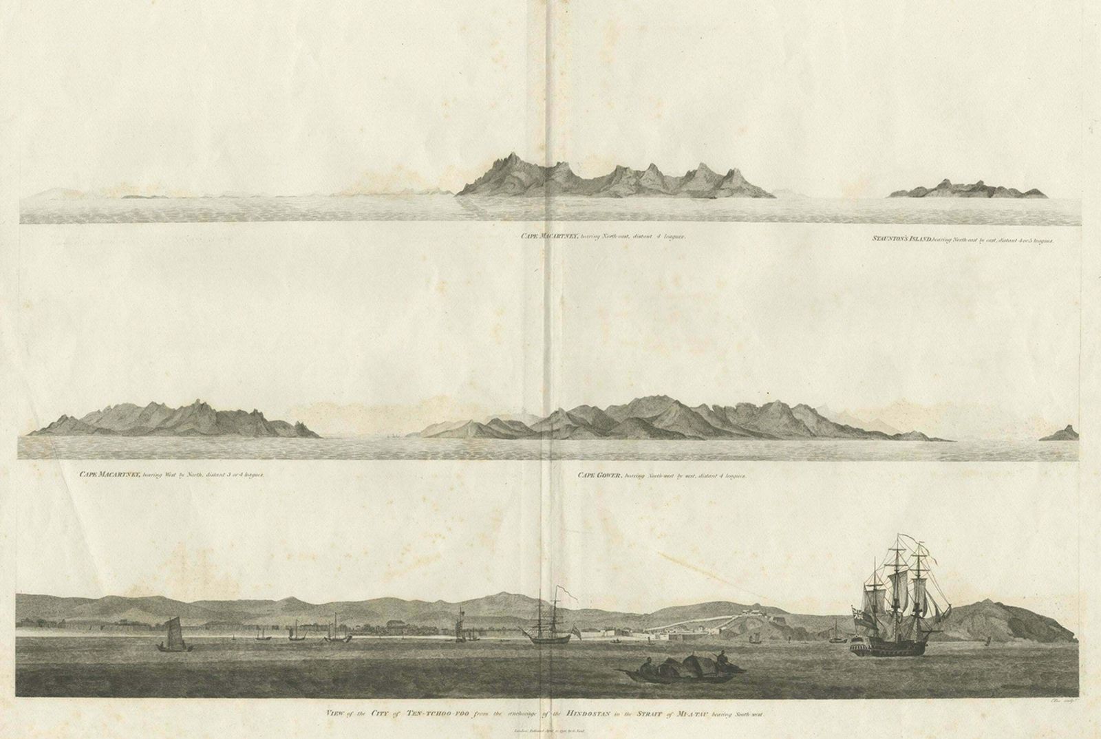 Antique Print Of The City Of Ten Tchoo Foo, China, 1796 photo for sale