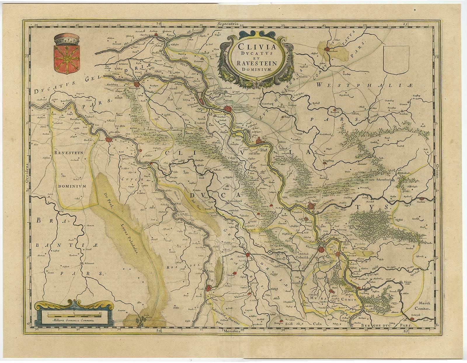 Map Of The Duchy Clivia & Ravestein, Brabant In The Netherlands & Germany, 1635 photo furniture