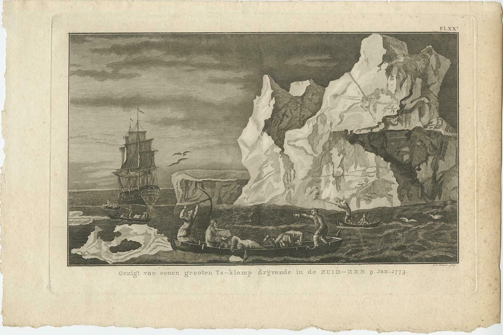 Old Print From Capt. Cooks Travels With Boats And A Ship In The South Sea, 1803 photo furniture