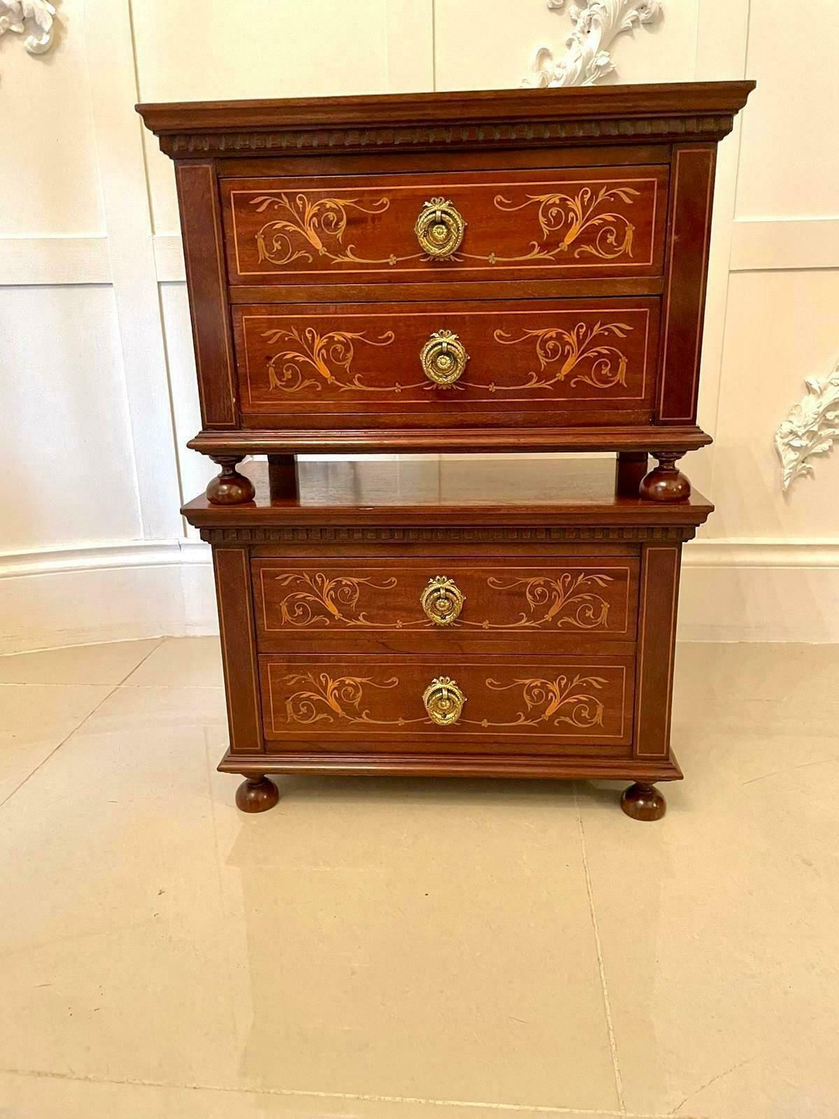 Quality Pair Of Antique Edwardian Inlaid Mahogany Chests photo furniture