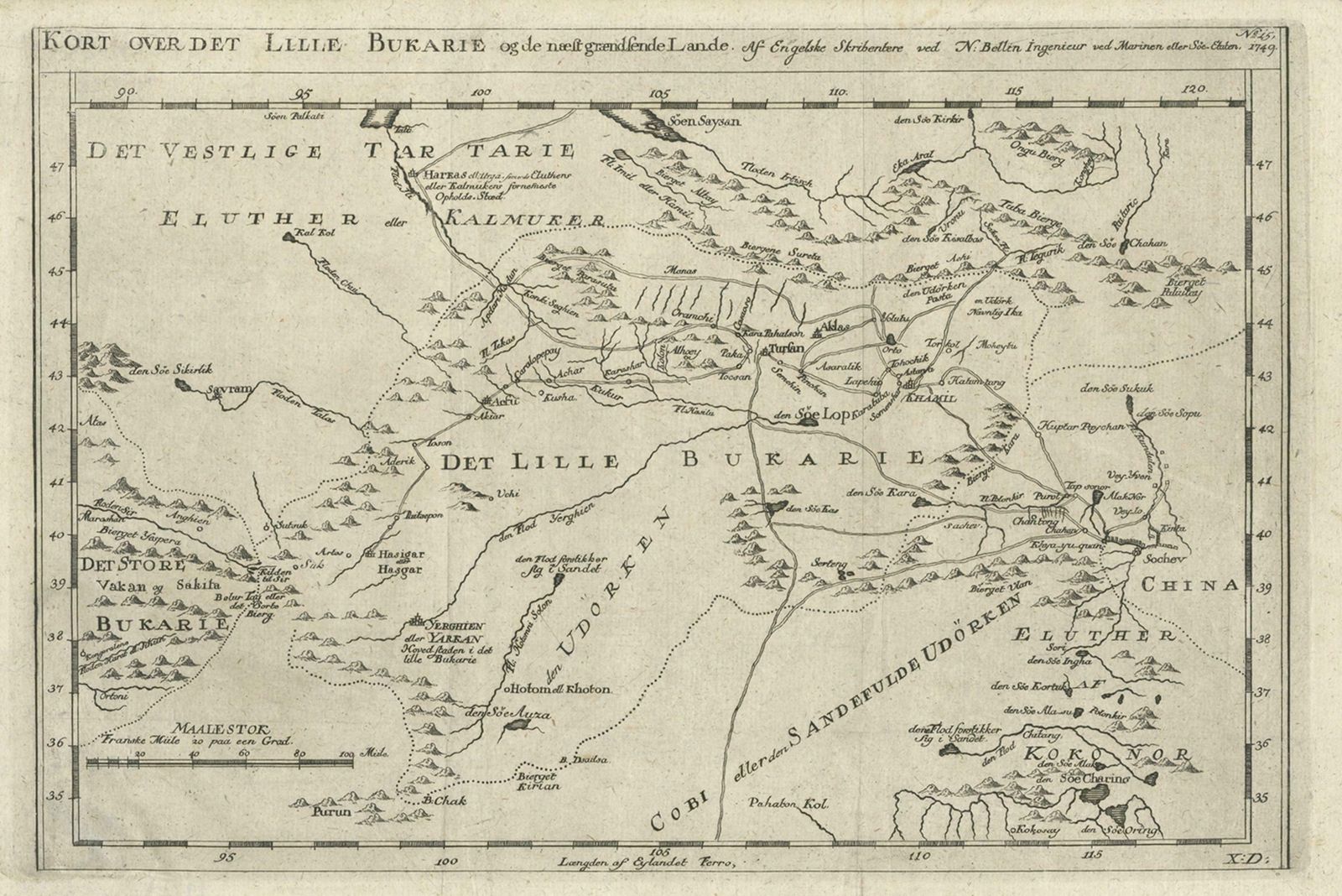 Old Map Of Turkmenistan, Uzbekistan, Afghanistan, Tajikistan, Kyrgyzstan, 1757 photo for sale