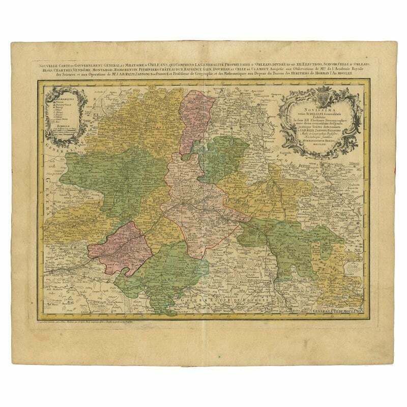 Antique Map Of The Region Of Orleans By Homann Heirs, C.1760
