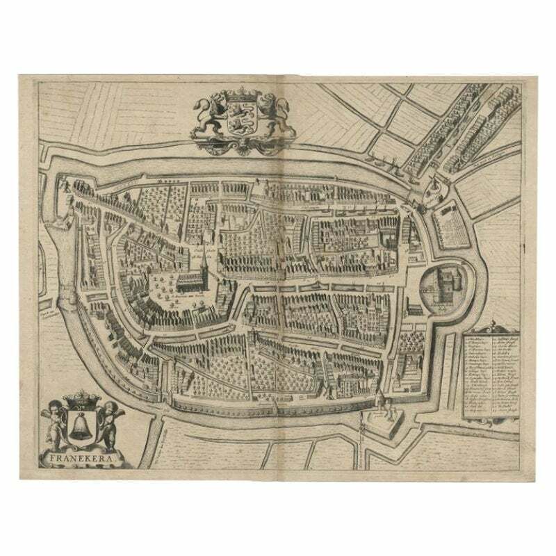 Antique Map Of The City Of Franeker By Janssonius, 1657