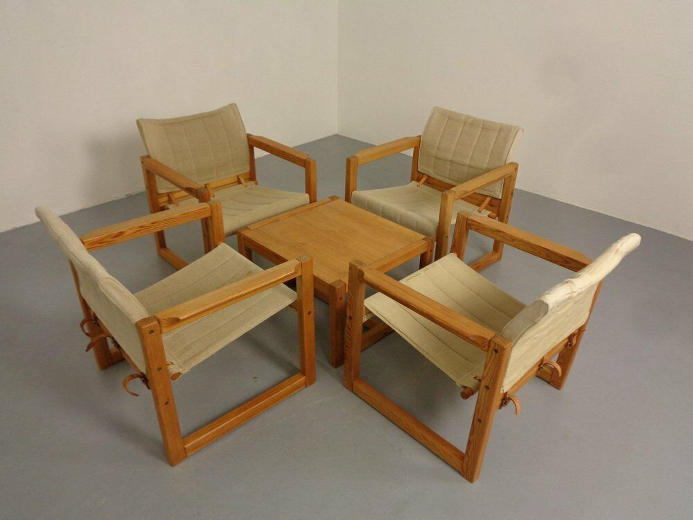 Diana Pine Wood Armchairs & Table By Karin Mobring For Ikea, 1970s, Set Of 5 photo furniture