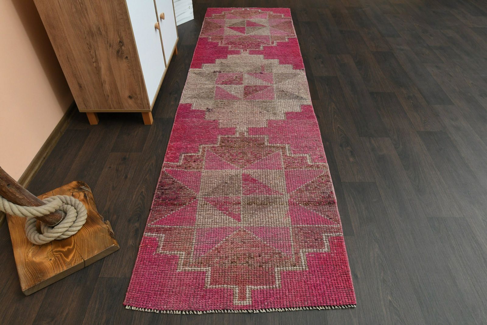Turkish Oushak Runner, Vintage Runner, Entryway Rug, Bohemian Rug, Hallway Rug, 3x10 Runner Rug, Shabby Chic Decor, Kitchen Rug