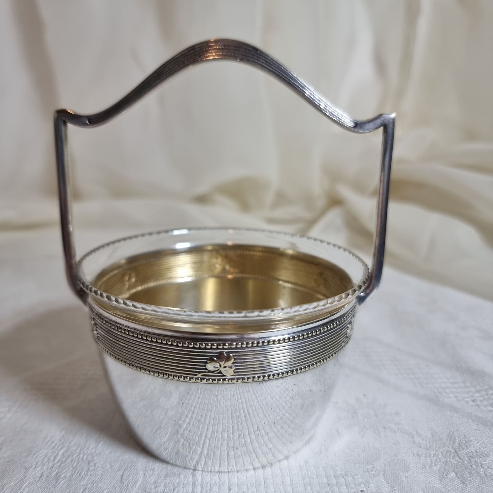 W.M.F Art Nouveau Basket & Original Glass Liner photo for sale
