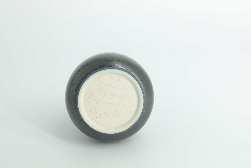 photo furniture Small Mid Century Scandinavian Modern Collectible Blue & Brown Stoneware Vase By Gunnar Borg For Gunnars Keramik Höganäs, 1960s, Set Of 4