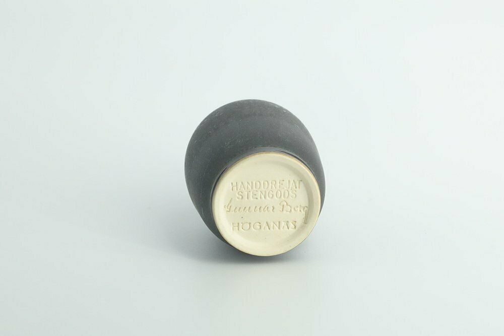 575.0 Small Mid Century Scandinavian Modern Collectible Blue & Brown Stoneware Vase By Gunnar Borg For Gunnars Keramik Höganäs, 1960s, Set Of 4 photo